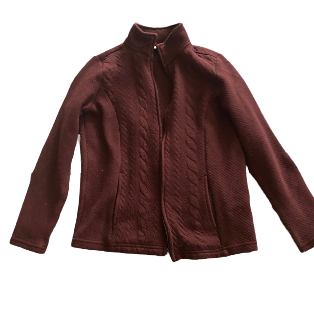 Croft & Borrow petite P XS maroon burgundy lightweight jacket collared zip up
